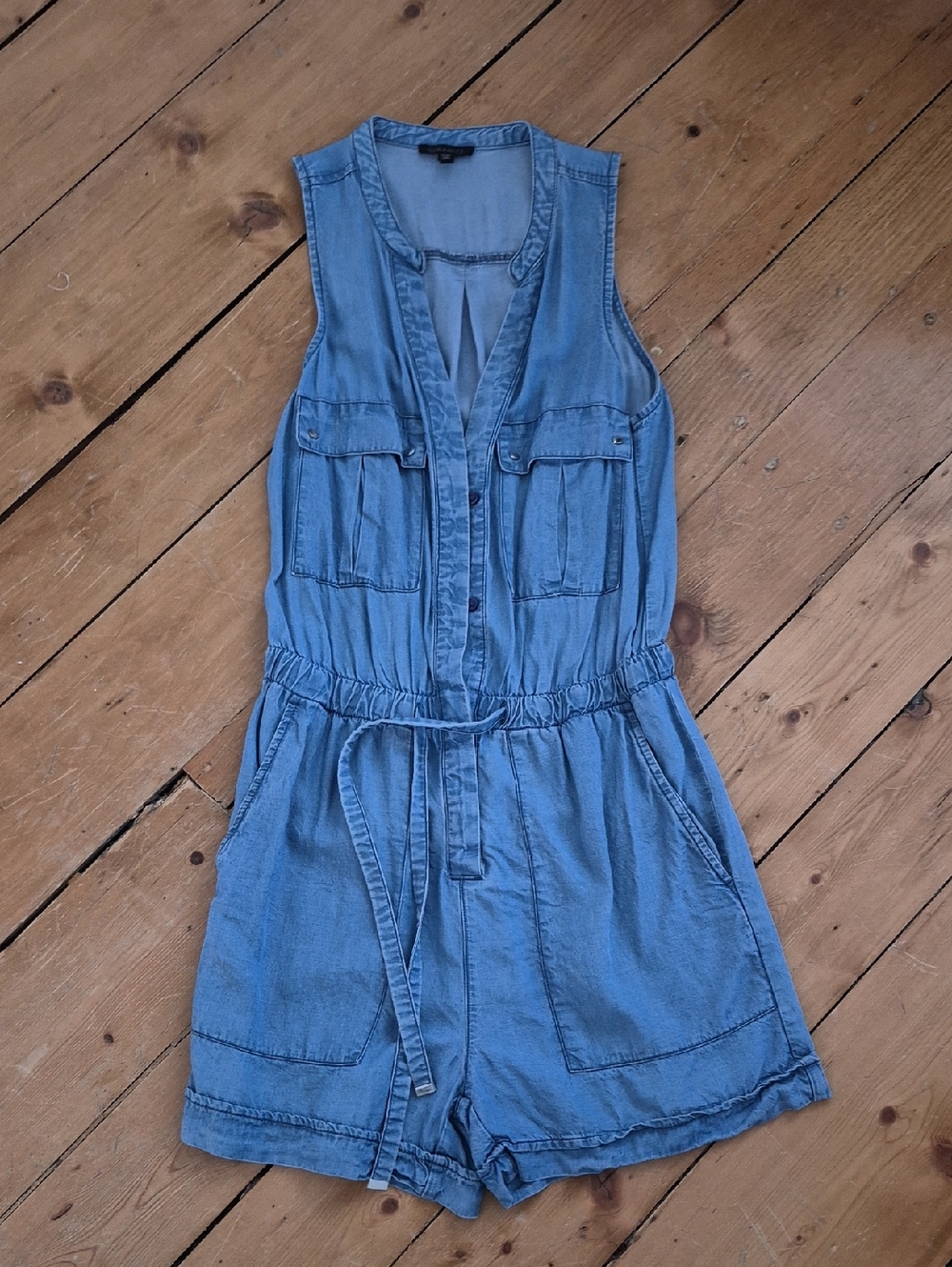 Dynamite Blue Denim Romper Shorts